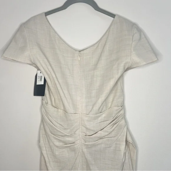 Talbot Runhof Cream draped wool-blend voile midi Dress Size 10 US / 40 D - Picture 9 of 11